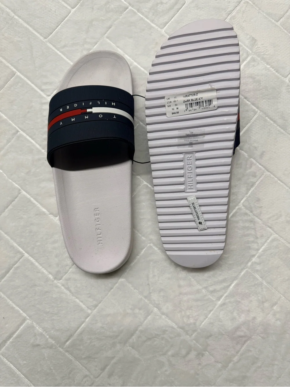 Tommy Hilfiger Men’s White & Navy Slide Sandals